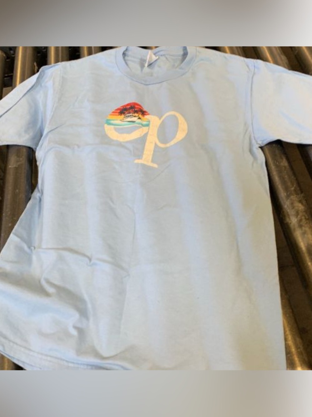OP Light Blue Short Sleeve Tee with Sunset Logo